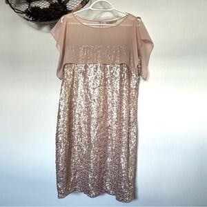 RW & Co Midi Sequin Dress in Peach